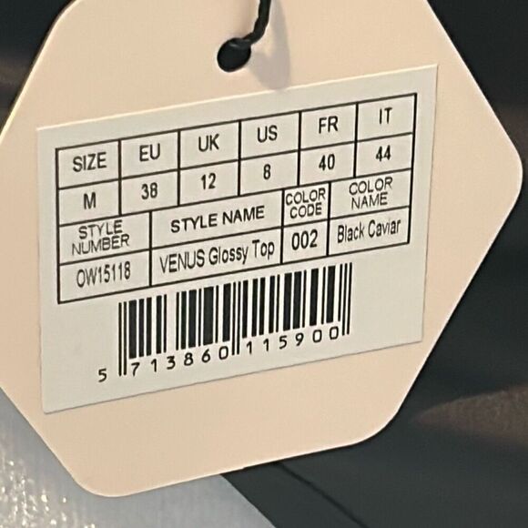 OW Collection Size M Venus Glossy Top Black Asymmetrical Halter Going Out Tank - Picture 14 of 16